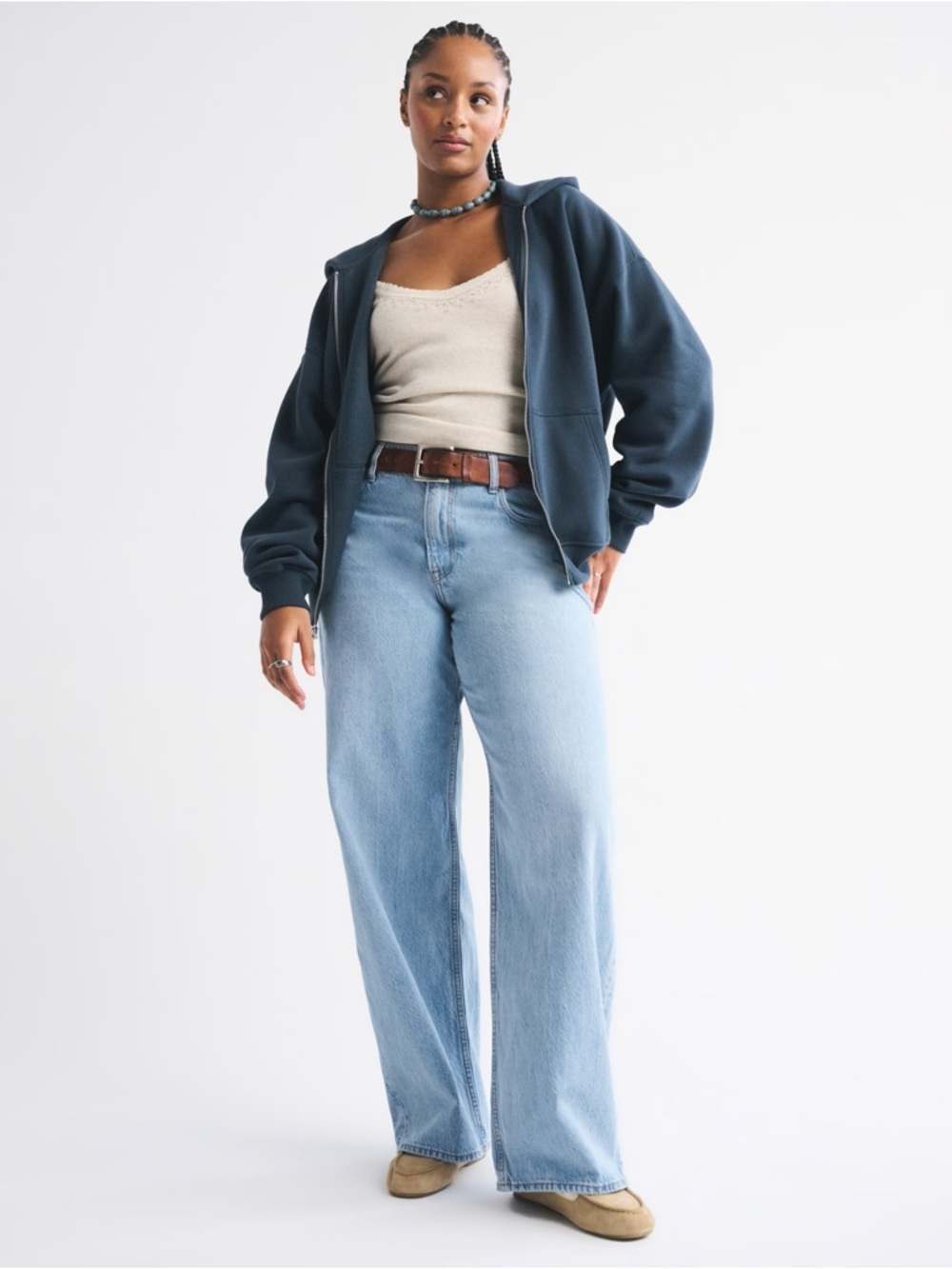 Abercrombie & Fitch Curve Love Low Rise Light Blue Ultra Baggy Jean